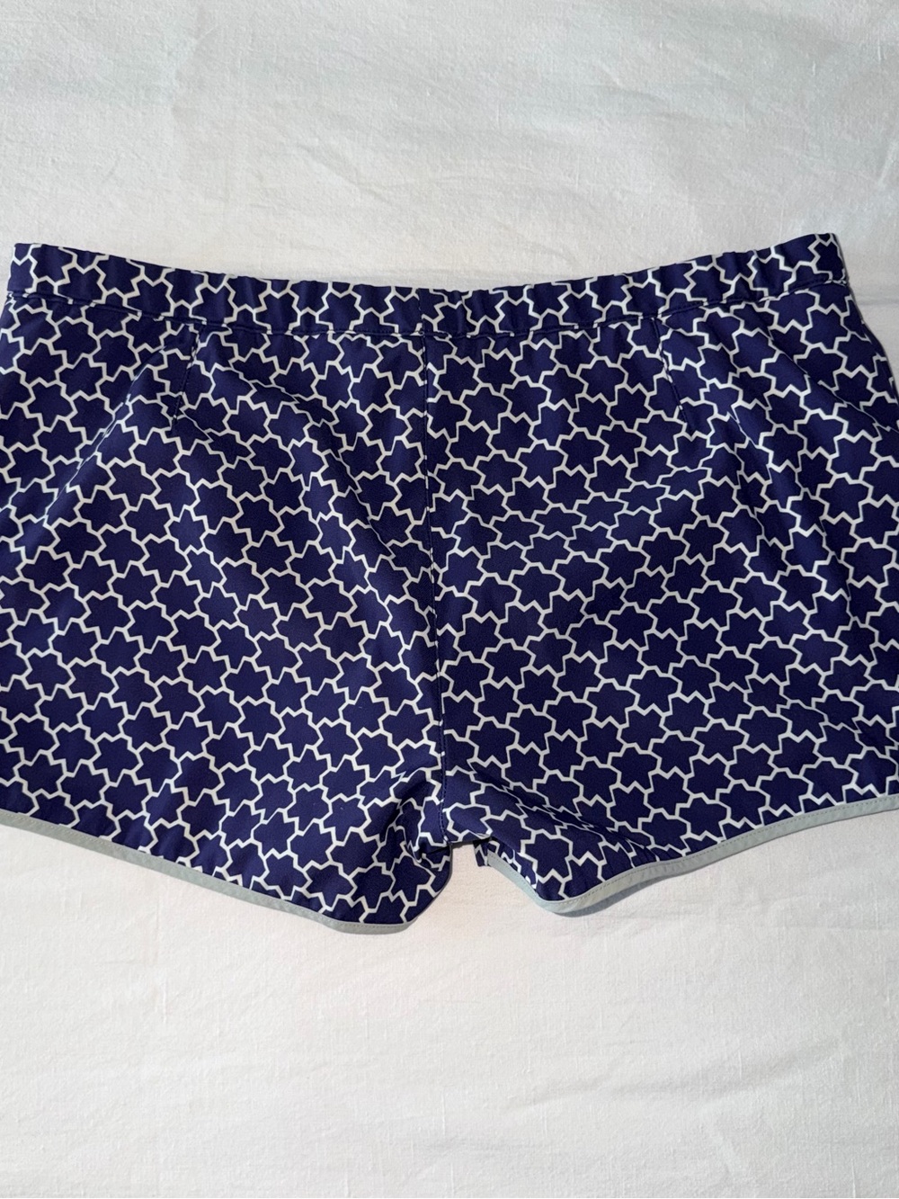 Parke & Ronen Purple and White Geometric Men's Swim Trunks 34